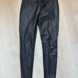 LOFT Women's Black Faux Leather Jogger Pants